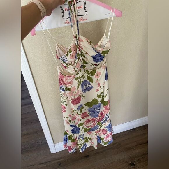 Reformation Riya Cutout Floral Print Midi Dress Sz 0 - Picture 6 of 6